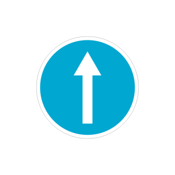 Sticker on a plastic sign - "Compulsory driving direction straight" Ø370mm