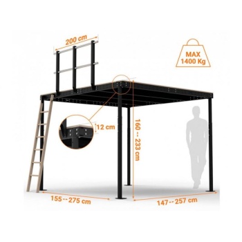 Mezzanine TS 8 black with ladder