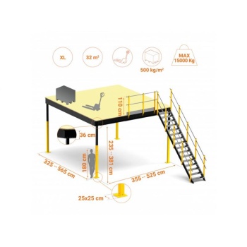 Vahepõrand TXL 32 koos trepi ja turvapiirdega