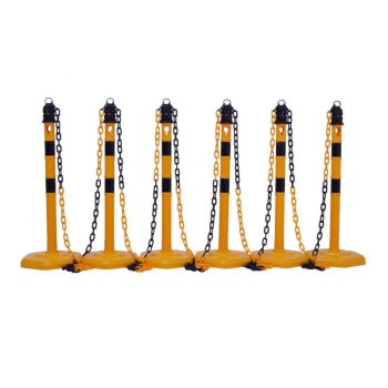 Chain Post Set (6 pcs) with chain, yellow-black