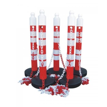 Mega-Max Barricade posts (5 pcs) and plastic chain 25m red - white chain