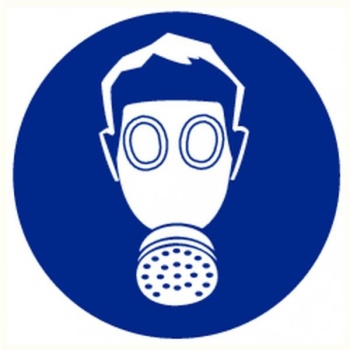 Mandatory sign sticker: "Respirators Must Be Worn" Ø90mm