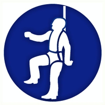 PVC Mandatory sign: "Safety harness must be worn"  Ø200mm