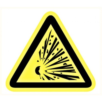 Caution sign sticker: "Explosive substance" 90x90x90mm 