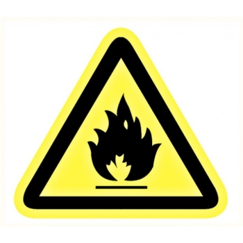 PVC Warning sign: "Flammable substance" 200x200x200mm
