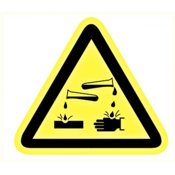 PVC Warning sign: "Corrosive substance" 80x80x80mm