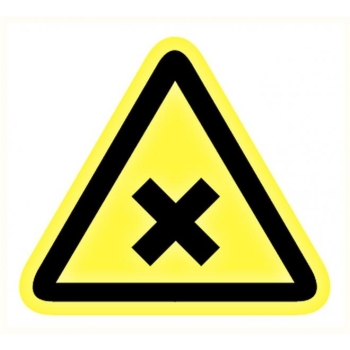 Caution sign sticker: "Harmful or irritating chemical" 200x200x200mm