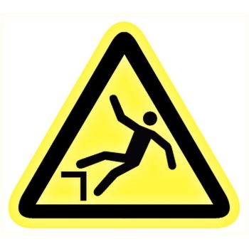 Caution sign sticker: "Danger to fall" 200x200x200mm