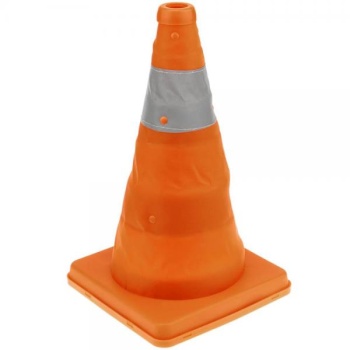 Traffic cone with signaling reflector and 32 cm folding beacon