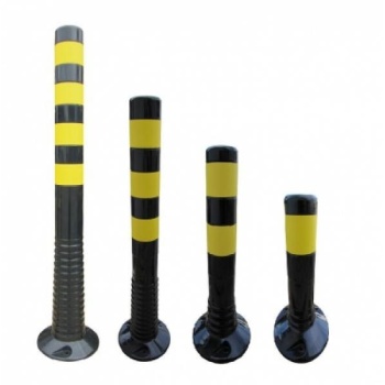 Flexible Delineators black with yellow stripes