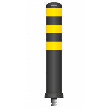 Flex pole cone Ø130mm H=800 - black - tape yellow