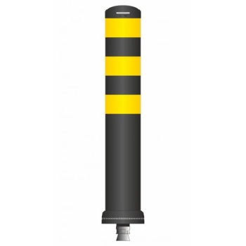 Flex pole cone Ø130mm H=800 - black - tape yellow