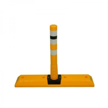 Parkng curb with flexible post 1000x200x765mm, 3x reflector tape, Yellow