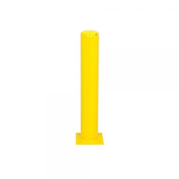 Metal bollard with base plate Ø159 mm H1000 mm, yellow