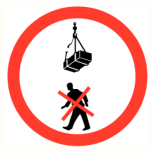 Prohibitory sign  "Do not stand under load" Ø200mm