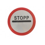 Sticker on a plastic sign - "Stopp"