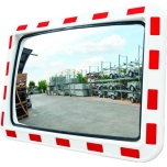 Rectangular traffic mirror, red/white