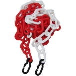 Plastic chain red-white 9mm, lenght 3m, with hooks