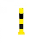 Metal bollard with base plate Ø159 H1000mm yellow, black reflectors