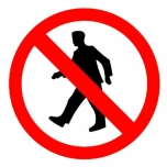 Prohibitory sign sticker: "No access for pedestrians" Ø200mm