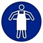 Mandatory sign sticker: "Protective apron must be worn" Ø200mm
