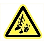 Caution sign sticker: "Falling objects" 200x200x200mm