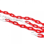 Plastic chain in red and white bicolor 35mm for signaling 25m roll