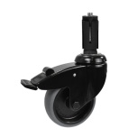 Swivel Wheel Black with brake 75 mm incl. expander 48.3 mm