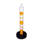 Liivaga täidetav helkurpost Ø110mm H1200mm, kollane, valged helkurribad