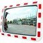 Rectangular traffic mirror, red/white