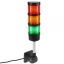 Industrial signaling tower lamp. Warning traffic light with red orange green LED lights 12 VDC