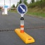 Parking curb with flexible post 1000x200x465mm, 2x reflective stripes